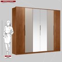 Ver imagem 4 de Guarda Roupa Casal 6 Portas com Ripado e com Espelho 6 Gavetas Equador - Nogueira/nude Prime Tx
