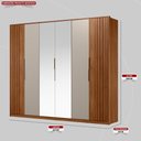 Ver imagem 2 de Guarda Roupa Casal 6 Portas com Ripado e com Espelho 6 Gavetas Equador - Nogueira/nude Prime Tx