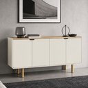 Ver imagem 4 de Aparador Buffet para Sala de Jantar 4 Portas 160cm Orgânico Nordic A03 Hanover Off White Roble - Lya