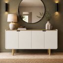 Ver imagem 3 de Aparador Buffet para Sala de Jantar 4 Portas 160cm Orgânico Nordic A03 Hanover Off White Roble - Lya
