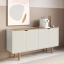 Ver imagem 1 de Aparador Buffet para Sala de Jantar 4 Portas 160cm Orgânico Nordic A03 Hanover Off White Roble - Lya