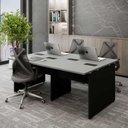 Ver imagem 1 de Plataforma de Trabalho para 4 Pessoas Pé Painel 180cm Cinza Sagrado com Preto F5 Office