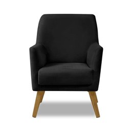 Poltrona Decorativa Retrô Recepção Magali Lisa Veludo Preto Lansofbr - 6