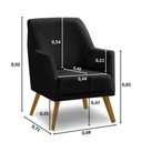 Ver imagem 3 de Poltrona Decorativa Retrô Recepção Magali Lisa Veludo Preto Lansofbr