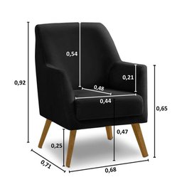 Poltrona Decorativa Retrô Recepção Magali Lisa Veludo Preto Lansofbr - 3