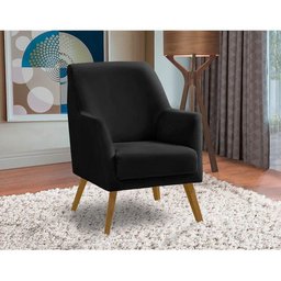 Poltrona Decorativa Retrô Recepção Magali Lisa Veludo Preto Lansofbr - 4