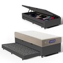 Ver imagem 1 de Cama Box Baú + Colchão Gazin de Espuma D28 Double Face Force Plus + Auxiliar de Espuma Solteiro