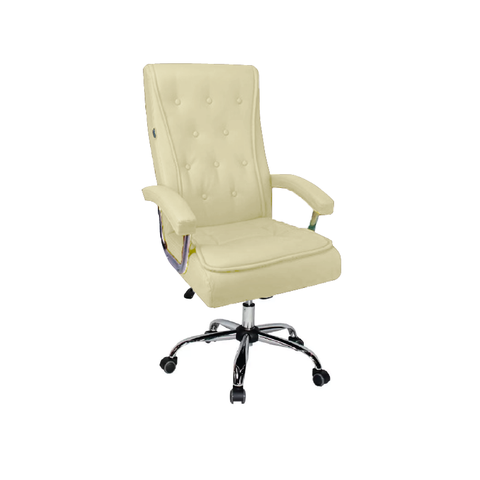 Cadeira de Escritório Presidente - Assento em Pu Cor Fendi - Base Giratória Cromada - 2% Off no Fret