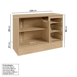 Cozinha Modulada 6 Peças 4 Aéreos 2 Balcões Nara Cabecasa Madeiramadeira - 13