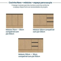 Cozinha Modulada 6 Peças 4 Aéreos 2 Balcões Nara Cabecasa Madeiramadeira - 16