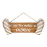 Placa Decorativa Náutica Branco e Marrom a Vida Fica Melhor de Chinelo em Madeira - 3