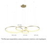 Lustre Pendente Anel de Led Losi 4 Argolas Aro em Alumínio 122W - 2