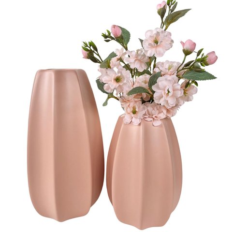 Dupla Vaso Centro de Mesa Grande Médio Rosa em Alto Relevo
