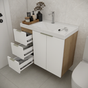 Ver imagem 4 de Gabinete de Banheiro sem Cuba Vittare 79,6cm Estilare Gab5004 Carvalho/branco Gaveta Esquerda