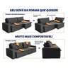 Sofá Cama Retrátil Reclinável 3,00m Bangkok Suede Velut Cinza Molas no Assento - King House - 5
