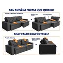 Ver imagem 5 de Sofá Cama Retrátil Reclinável 3,00m Bangkok Suede Velut Cinza Molas no Assento - King House