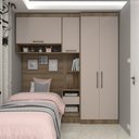 Ver imagem 2 de Quarto de Solteiro com Guarda Roupas Mesa de Cabeceira e Nicho Paris Luciane Móveis