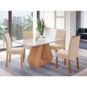Ver imagem 1 de Conjunto de Mesa de Jantar Tampo de Vidro Off White Agata 1,30 e 4 Cadeiras Clarice Nature/off White