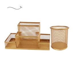 Kit Escritório Organizador de Mesa Escritório e Porta Caneta Rose Gold Dourado - Kit 4 Dourado - 2