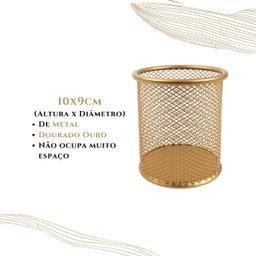 Kit Escritório Organizador de Mesa Escritório e Porta Caneta Rose Gold Dourado - Kit 4 Dourado - 5