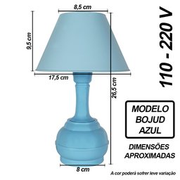 Abajur Infantil Bojudinho Menina Menino Luminária para Quarto de Bebê – Azul Bebê - 2