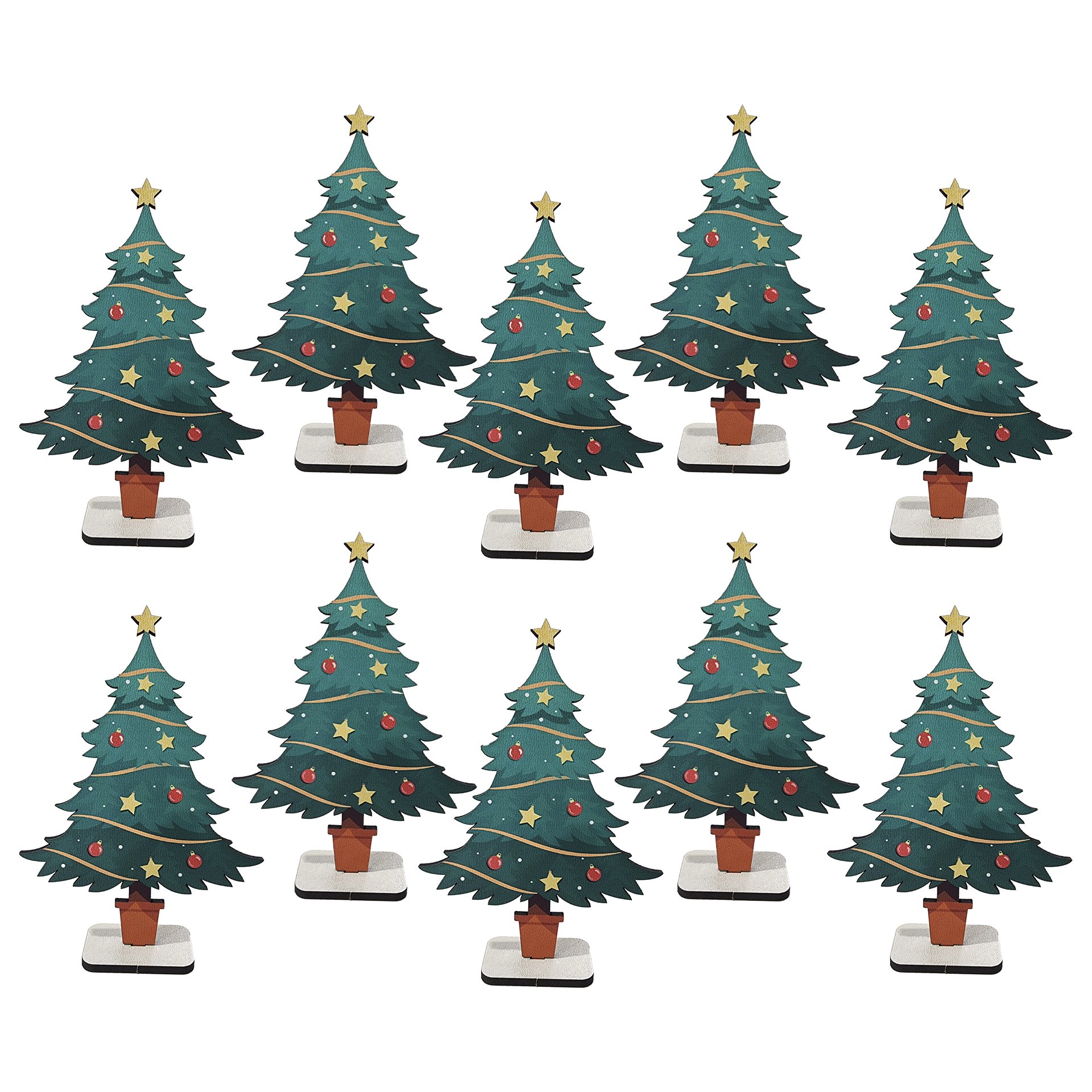 Transforme Seu Ambiente com Nosso Kit Árvore de Natal em Mdf- 10 Unidades - 3