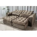 Ver imagem 1 de Sofá Retrátil e Reclinável Ipanema 1,80m em Tecido Veludo C/pillow Nos Braços - Montagem Inclusa:beg