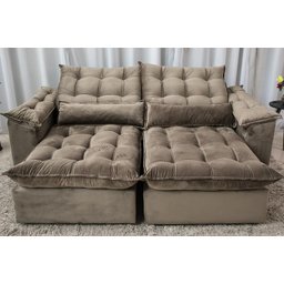Sofá Retrátil e Reclinável Ipanema 1,80m em Tecido Veludo C/pillow Nos Braços - Montagem Inclusa:beg - 3