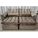 Ver imagem 3 de Sofá Retrátil e Reclinável Ipanema 1,80m em Tecido Veludo C/pillow Nos Braços - Montagem Inclusa:beg