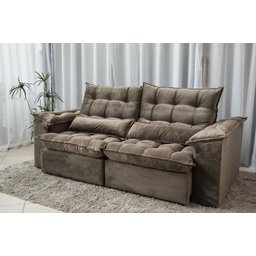 Sofá Retrátil e Reclinável Ipanema 1,80m em Tecido Veludo C/pillow Nos Braços - Montagem Inclusa:beg - 4