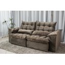 Ver imagem 4 de Sofá Retrátil e Reclinável Ipanema 1,80m em Tecido Veludo C/pillow Nos Braços - Montagem Inclusa:beg