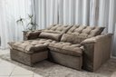 Ver imagem 2 de Sofá Retrátil e Reclinável Ipanema 1,80m em Tecido Veludo C/pillow Nos Braços - Montagem Inclusa:beg
