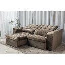 Ver imagem 2 de Sofá Retrátil e Reclinável Ipanema 1,80m em Tecido Veludo C/pillow Nos Braços - Montagem Inclusa:beg