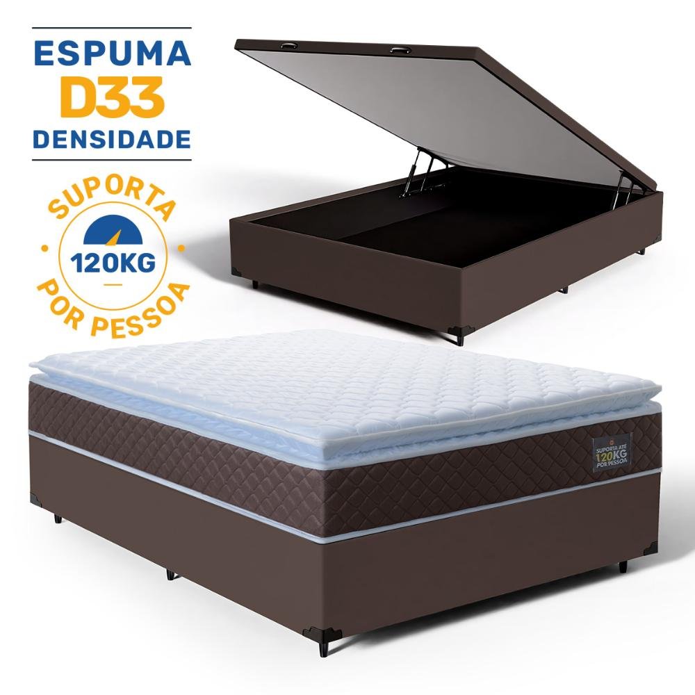 Cama Box Baú com Colchão de Espuma D33 Pillow Top Comfort Luxo Casal 138cm - 2