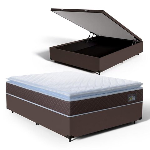 Cama Box Baú com Colchão de Espuma D33 Pillow Top Comfort Luxo Casal 138 cm