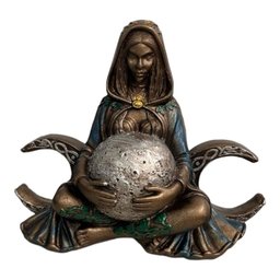 Escultura Bruxa Wicca Triluna Lua Triplice 13 cm em Resina - 1