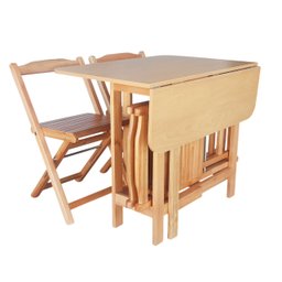 Conjunto Prático Mesa e 4 Cadeiras Dobrável Mel/sinamão Bar Cozinha Lazer - 14