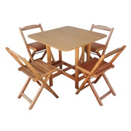 Conjunto Prático Mesa e 4 Cadeiras Dobrável Mel/sinamão Bar Cozinha Lazer - 11