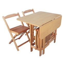 Conjunto Prático Mesa e 4 Cadeiras Dobrável Mel/sinamão Bar Cozinha Lazer - 4
