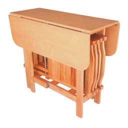 Conjunto Prático Mesa e 4 Cadeiras Dobrável Mel/sinamão Bar Cozinha Lazer - 5