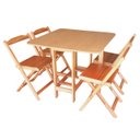 Ver imagem 2 de Conjunto Prático Mesa e 4 Cadeiras Dobrável Mel/sinamão Bar Cozinha Lazer