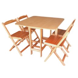 Conjunto Prático Mesa e 4 Cadeiras Dobrável Mel/sinamão Bar Cozinha Lazer - 2