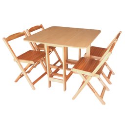 Conjunto Prático Mesa e 4 Cadeiras Dobrável Mel/sinamão Bar Cozinha Lazer - 12