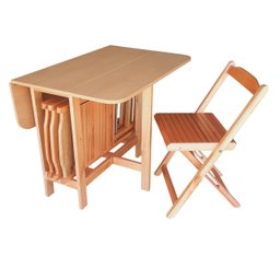 Conjunto Prático Mesa e 4 Cadeiras Dobrável Mel/sinamão Bar Cozinha Lazer - 16