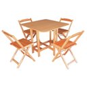 Ver imagem 3 de Conjunto Prático Mesa e 4 Cadeiras Dobrável Mel/sinamão Bar Cozinha Lazer