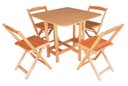 Ver imagem 3 de Conjunto Prático Mesa e 4 Cadeiras Dobrável Mel/sinamão Bar Cozinha Lazer