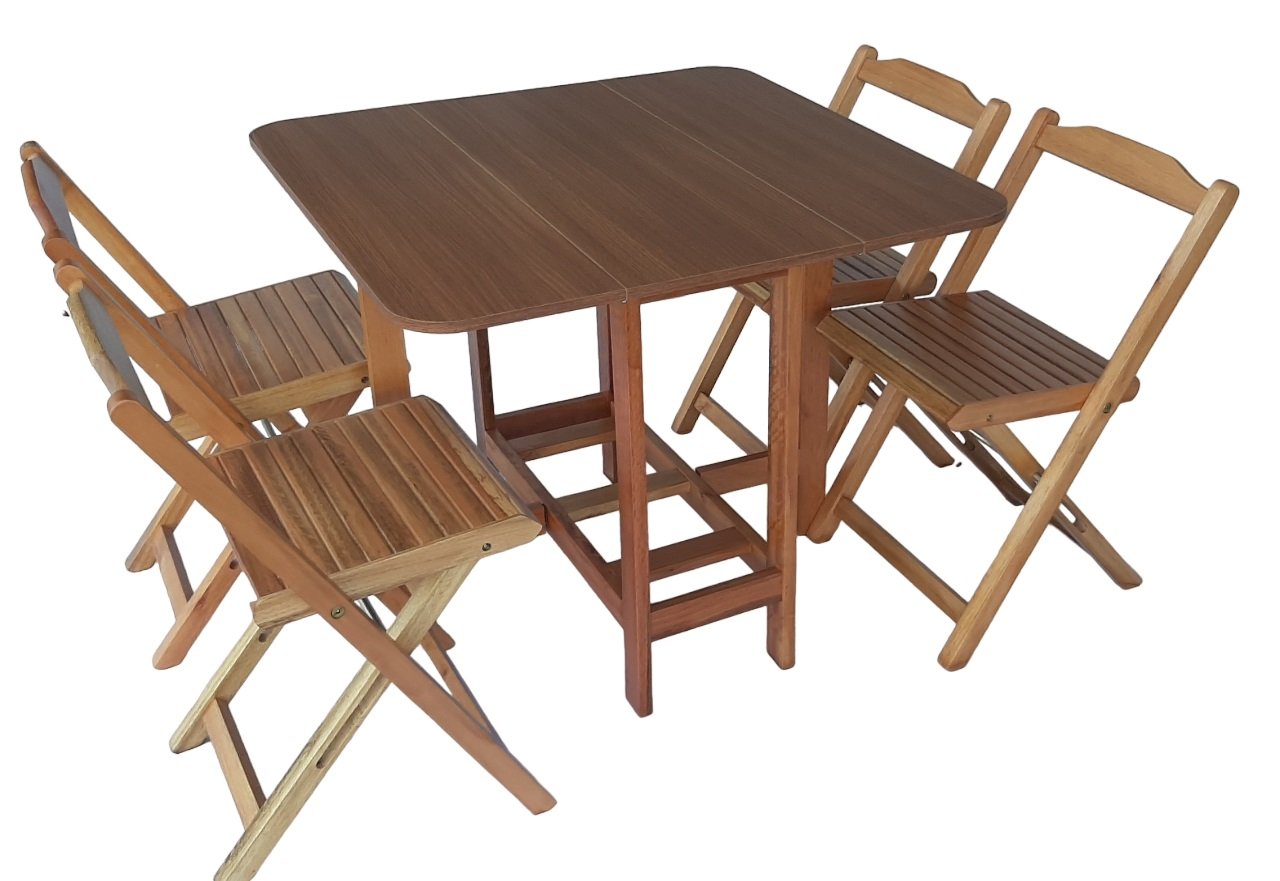 Conjunto Prático Mesa e 4 Cadeiras Dobrável Mel/Sinamão Bar Cozinha Lazer - 7