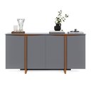 Ver imagem 4 de Aparador Buffet Sala Sense 4 Portas 160cm com Pés de Madeira Cinza/Freijó - Rede Móveis