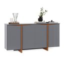 Ver imagem 3 de Aparador Buffet Sala Sense 4 Portas 160cm com Pés de Madeira Cinza/Freijó - Rede Móveis