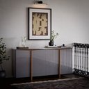Ver imagem 1 de Aparador Buffet Sala Sense 4 Portas 160cm com Pés de Madeira Cinza/Freijó - Rede Móveis